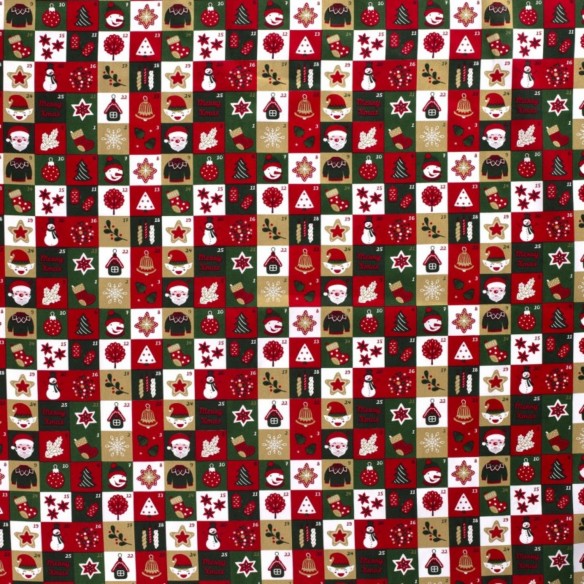 Premium Cotton - Christmas Patchwork Merry X-mass, vihreä