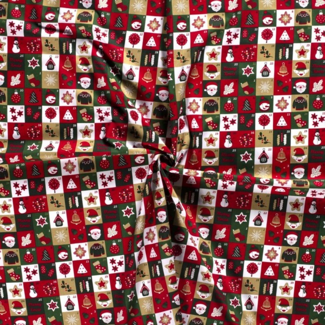 Premium Cotton - Christmas Patchwork Merry X-mass, vihreä