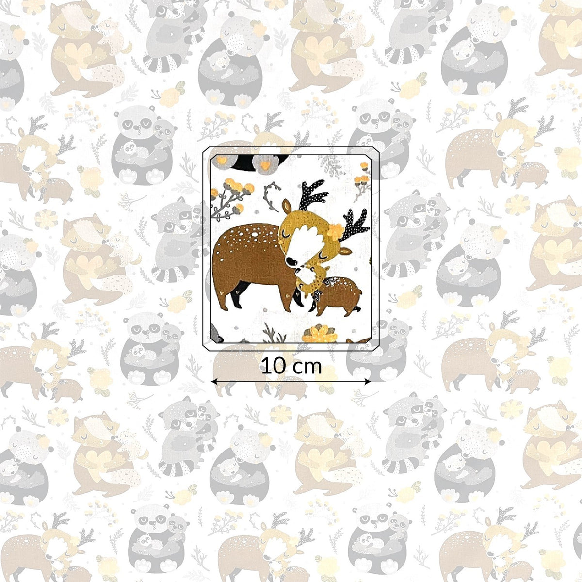 Cotton Fabric - Animals Raccoons in the Forest