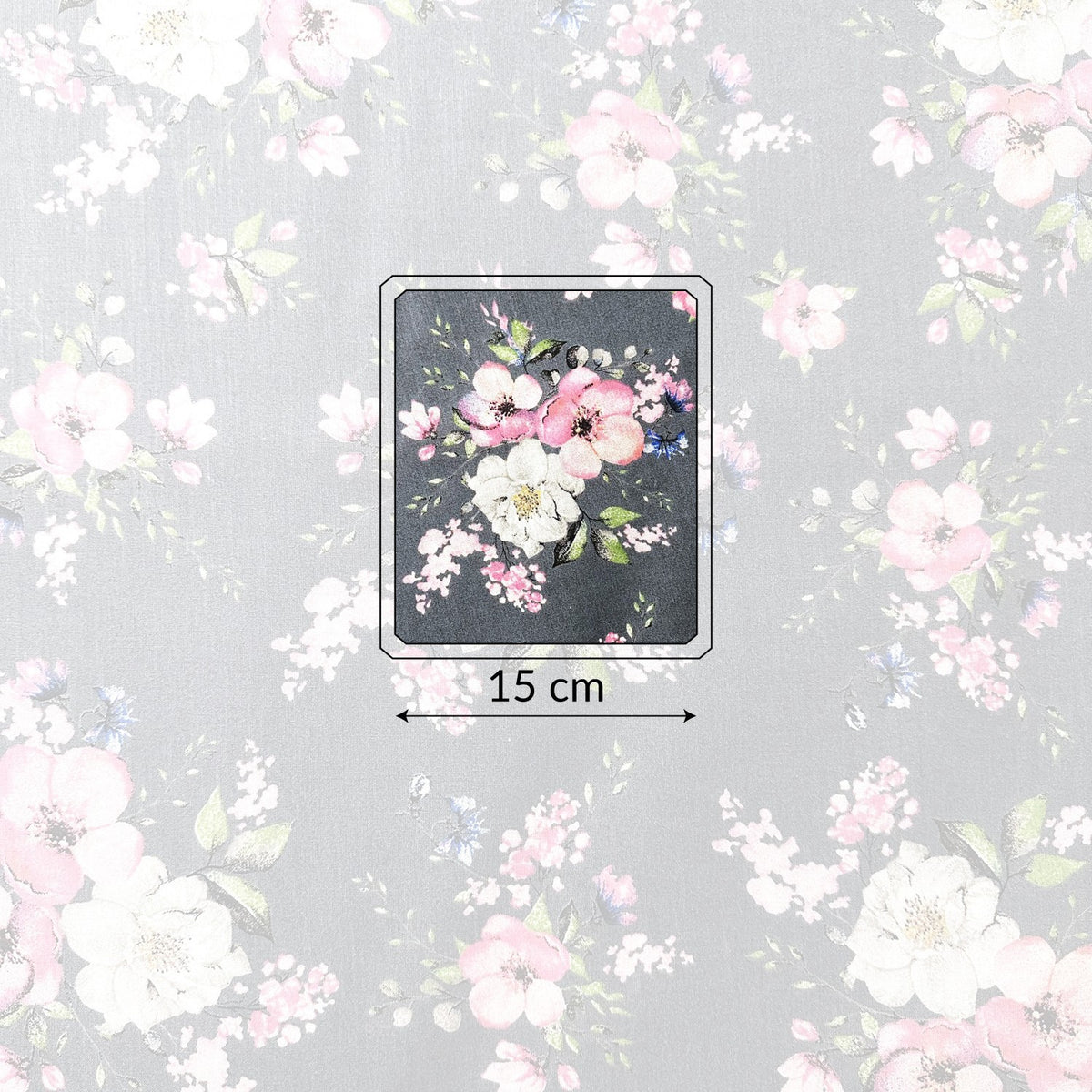 Cotton Fabric - Apple Tree Blossoms Graphite