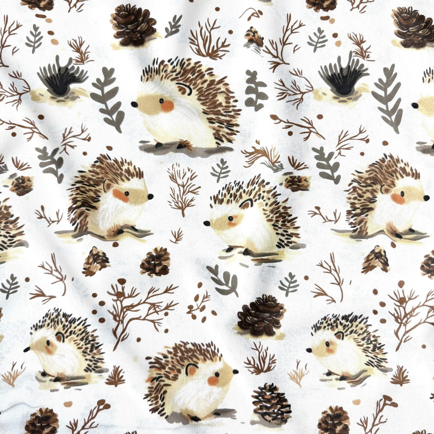 Cotton Fabric - Beige Hedgehogs