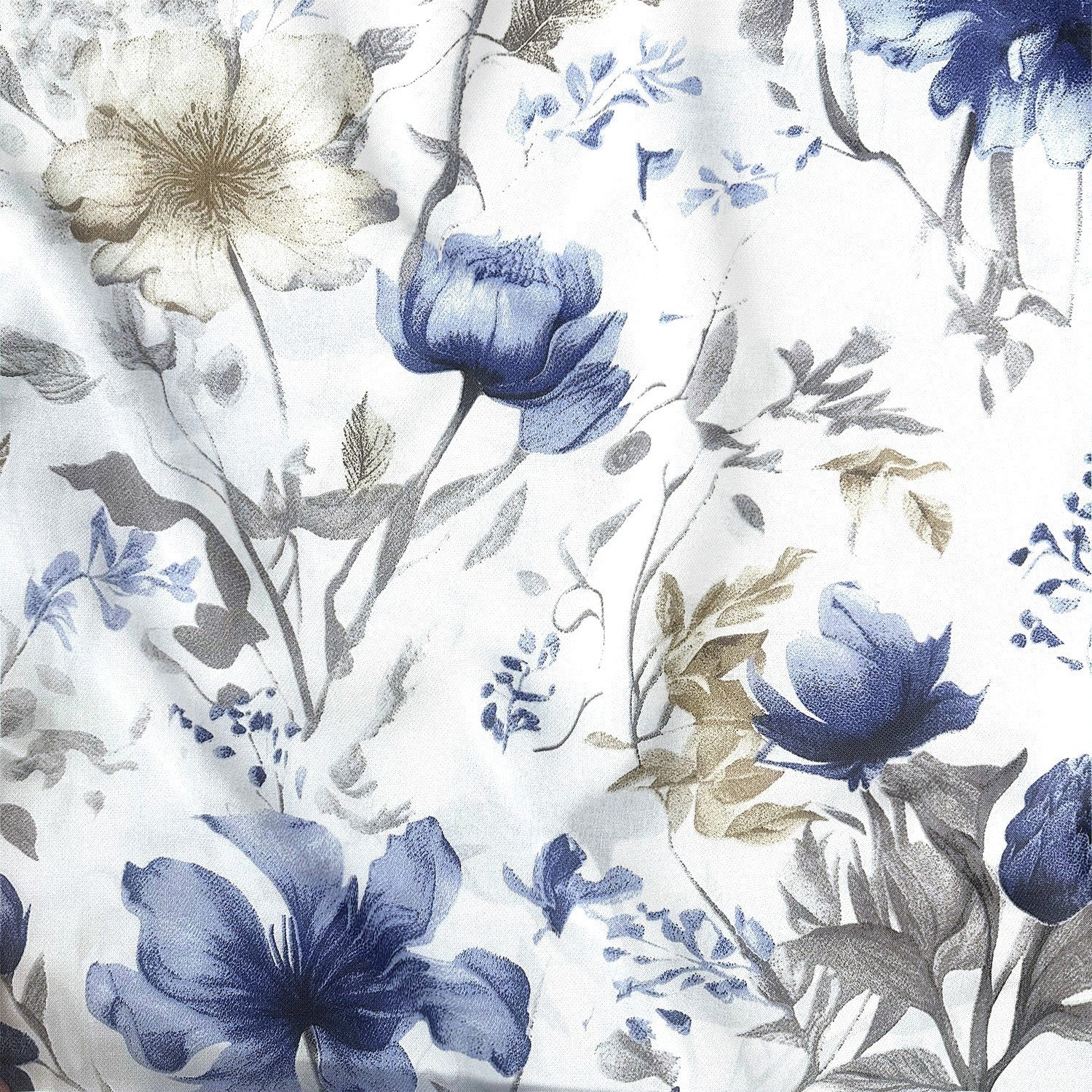 Cotton Fabric - Blue Hibiscus