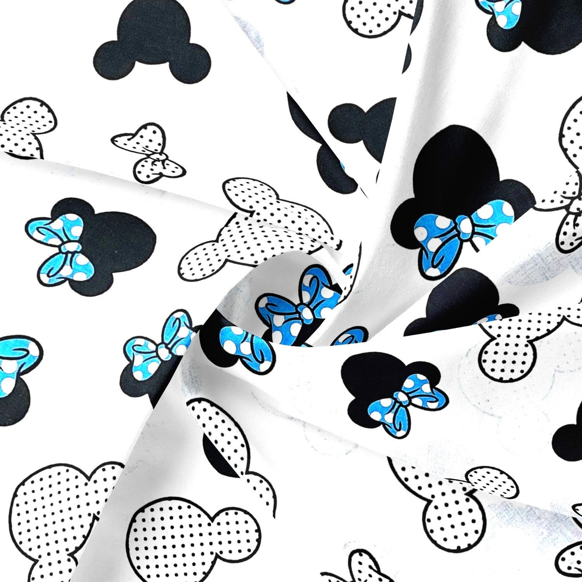Cotton Fabric - Blue Mickey Mouse with Dots