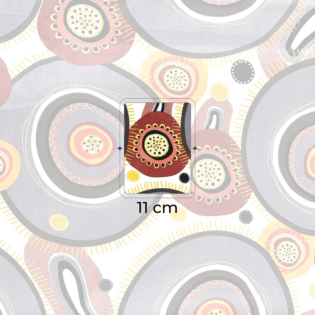 Cotton Fabric - Brown BOHO orange and gray