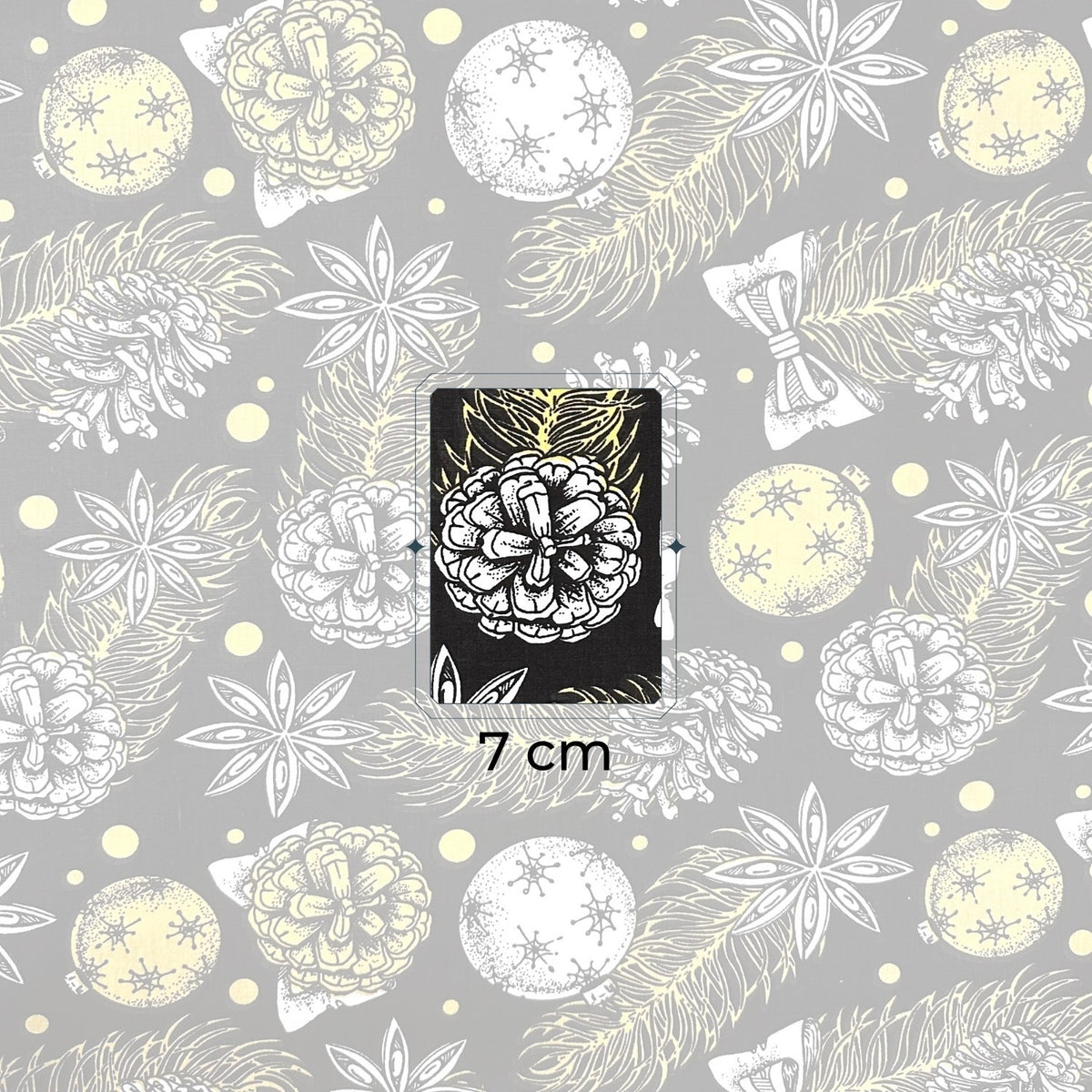 Cotton Fabric - Christmas Balls and Bells on Black