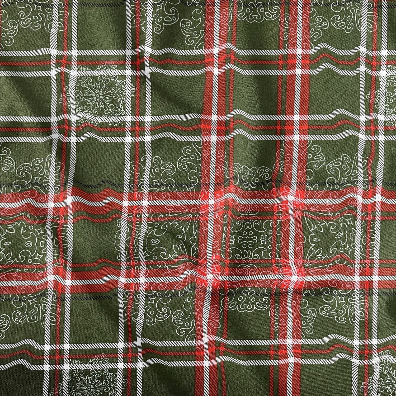 Cotton Fabric - Christmas Checkered Green