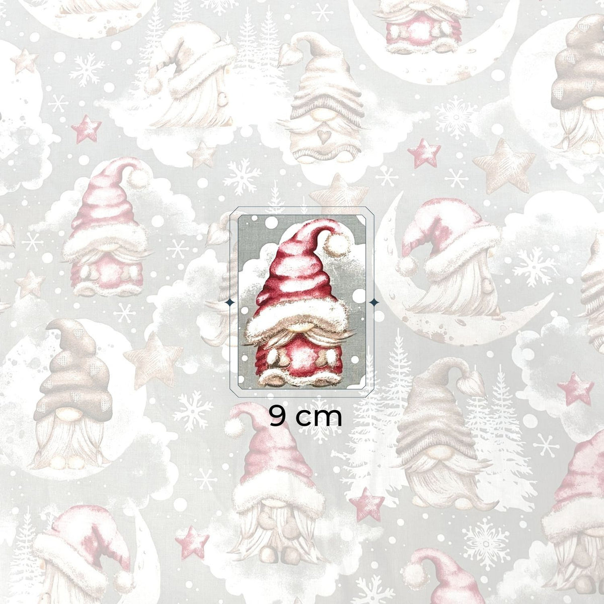 Cotton Fabric - Christmas Gnomes Red