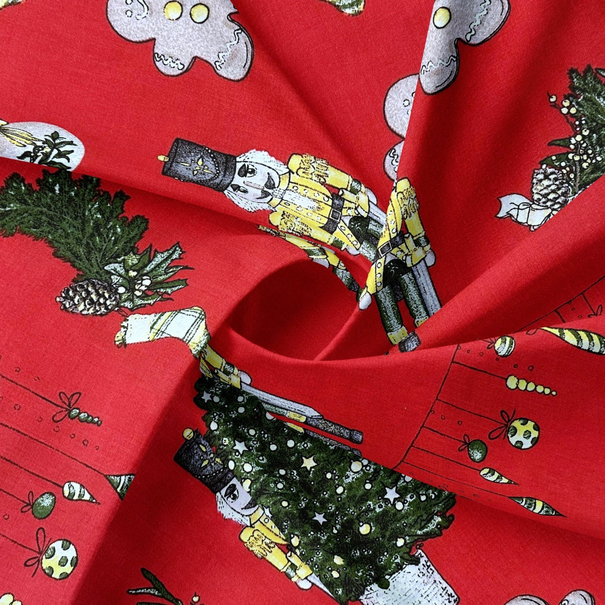 Cotton Fabric - Christmas Nutcracker, Red
