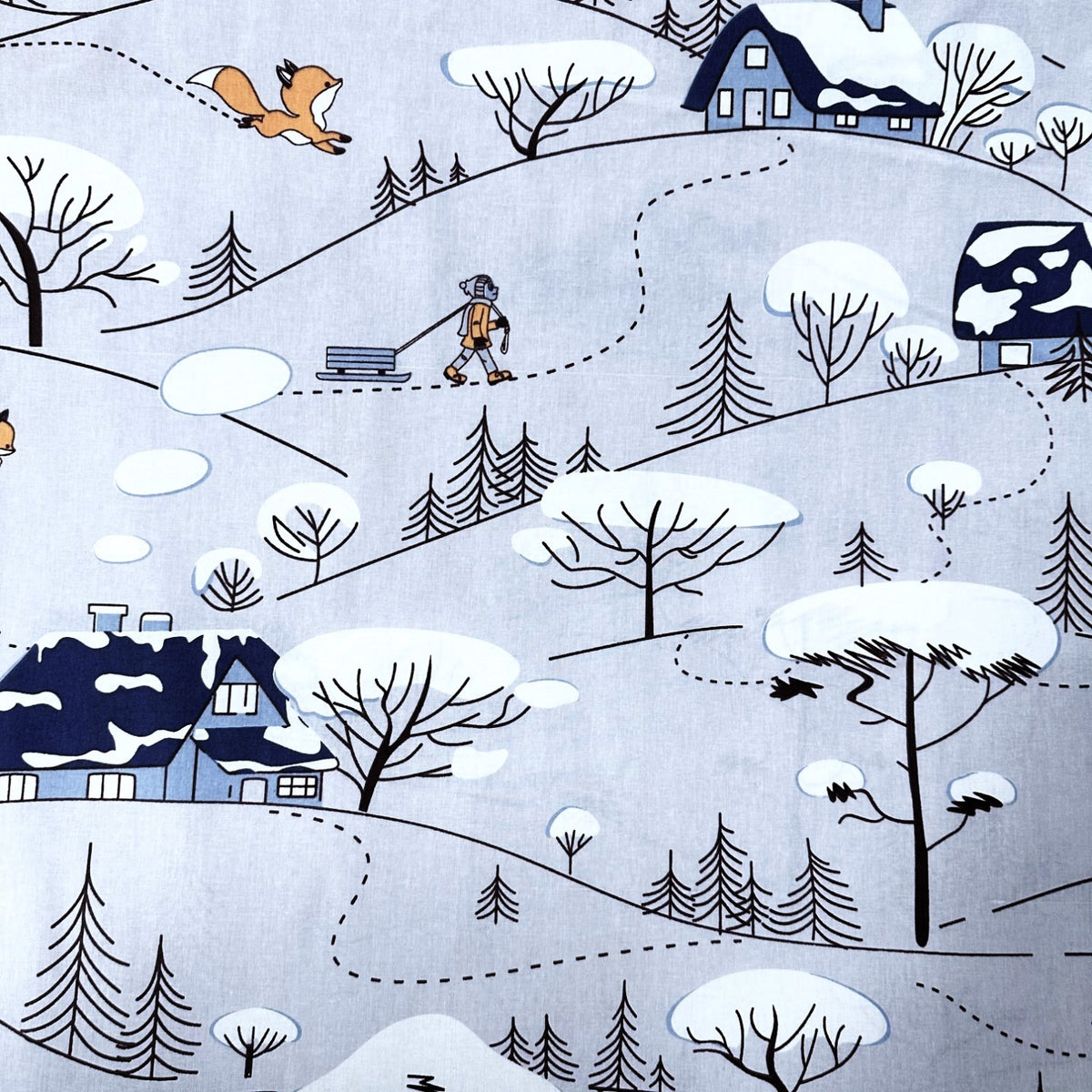 Cotton Fabric - Christmas Winter Village