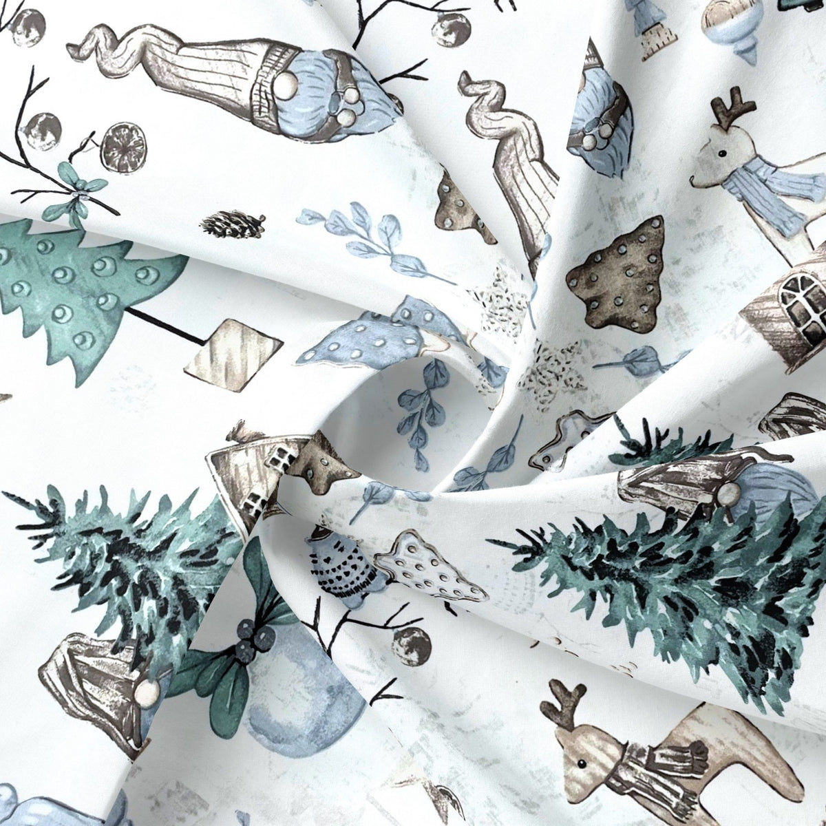 Cotton Fabric - Christmas mood, White