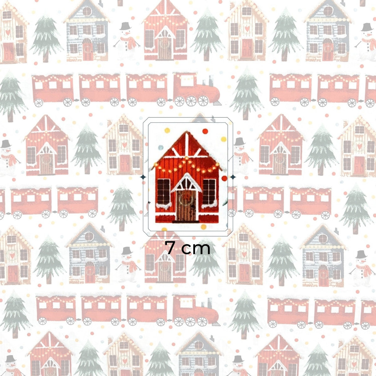 Cotton Fabric - Christmas train