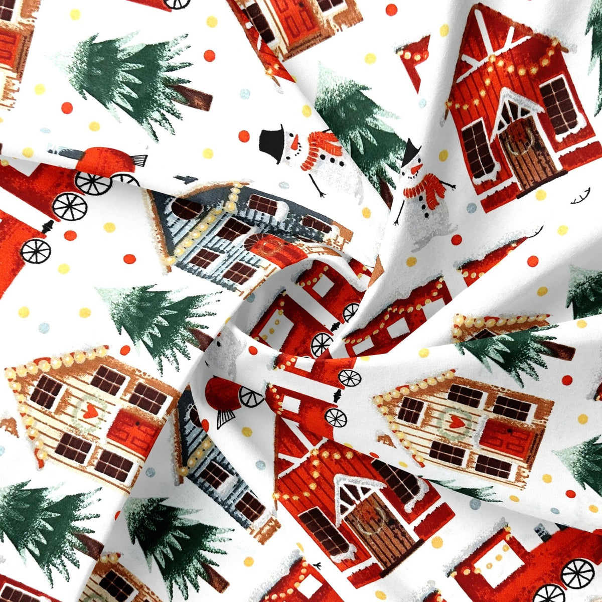 Cotton Fabric - Christmas train