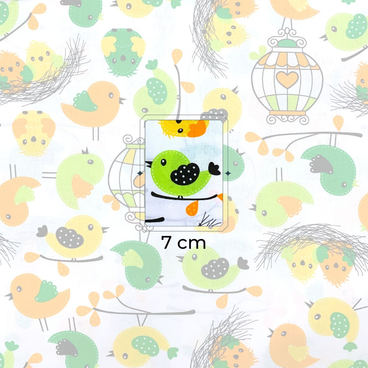 Cotton Fabric - Colorful Birds