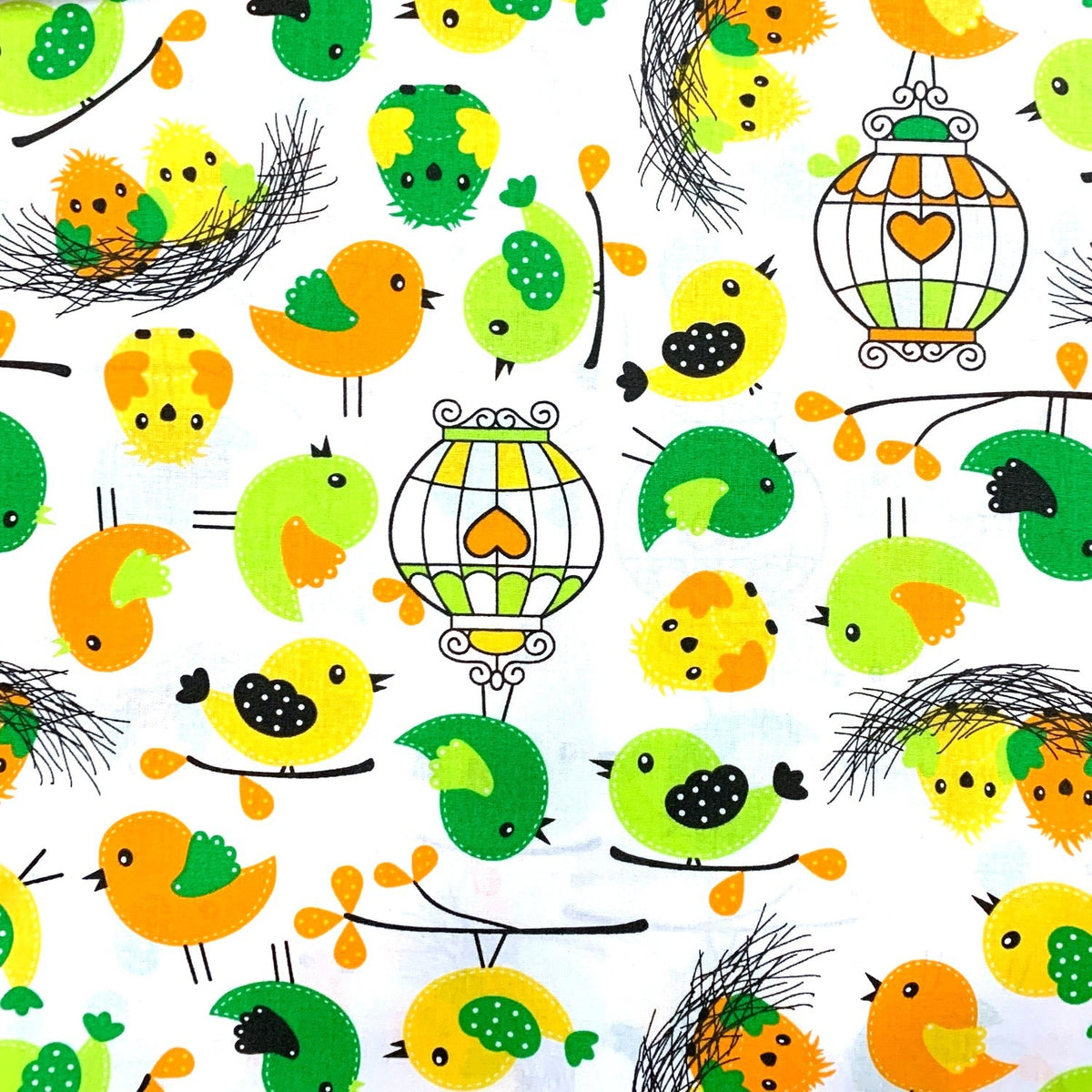 Cotton Fabric - Colorful Birds