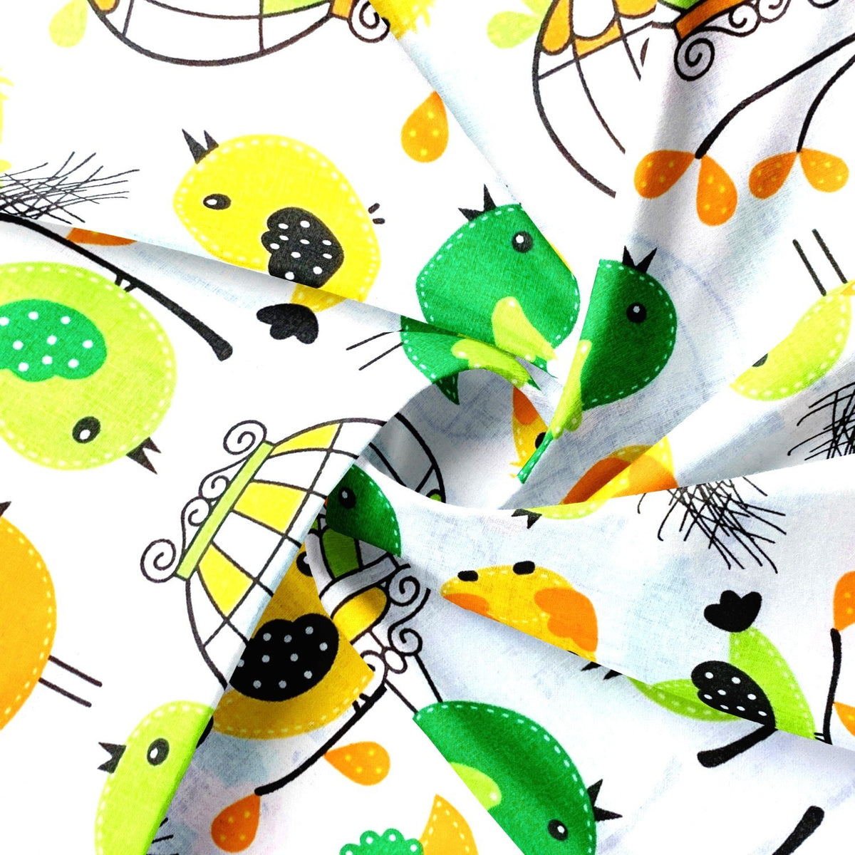 Cotton Fabric - Colorful Birds