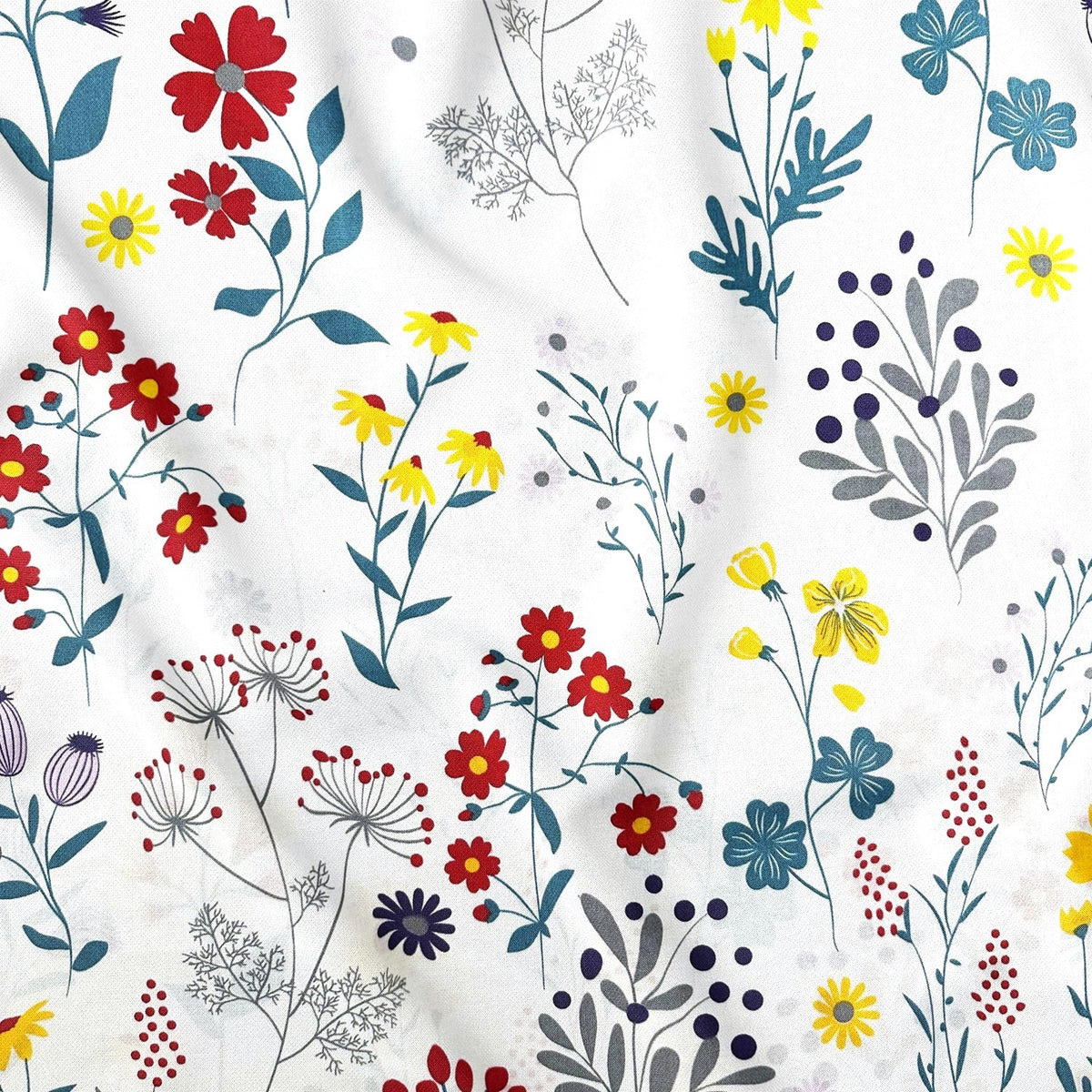 Cotton Fabric - Colorful Meadow Flowers