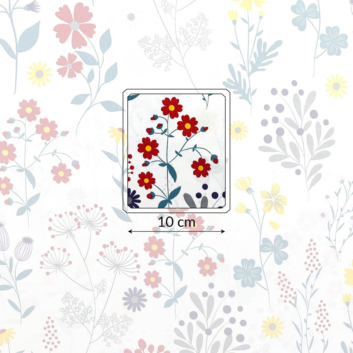 Cotton Fabric - Colorful Meadow Flowers