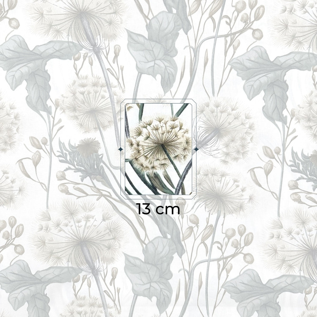 Cotton Fabric - Dandelions, sage