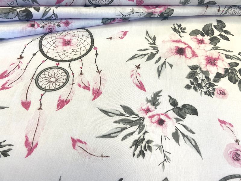 Cotton Fabric - Dream Catchers Roses Boho