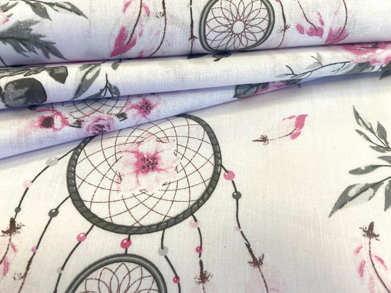 Cotton Fabric - Dream Catchers Roses Boho
