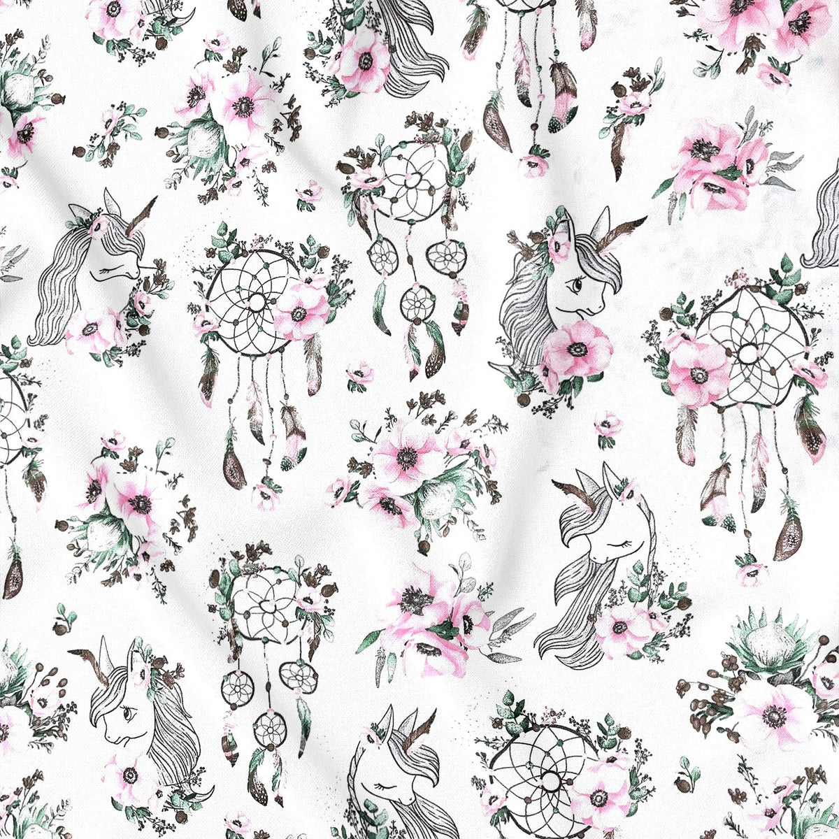 Cotton Fabric - Dream Catchers and Unicorn