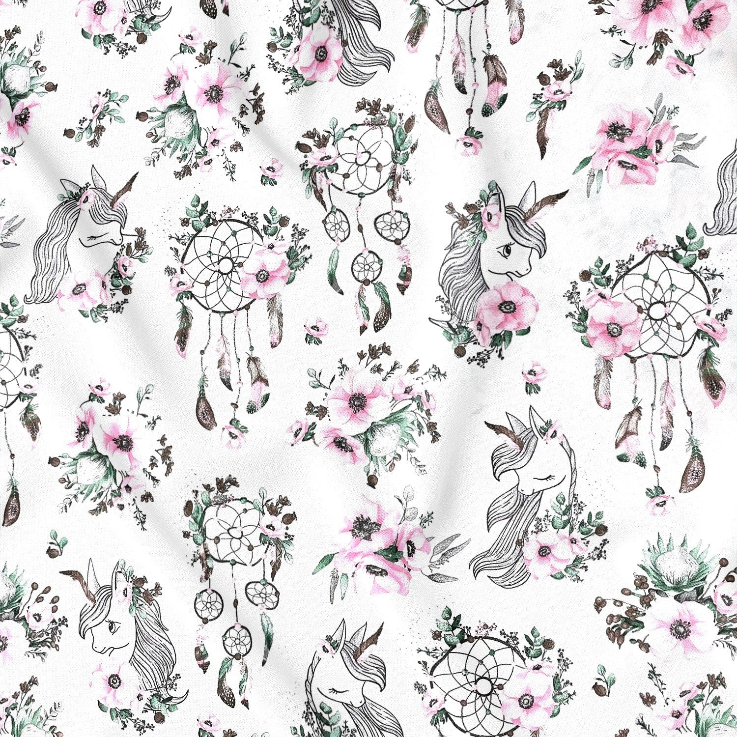 Cotton Fabric - Dream Catchers and Unicorn
