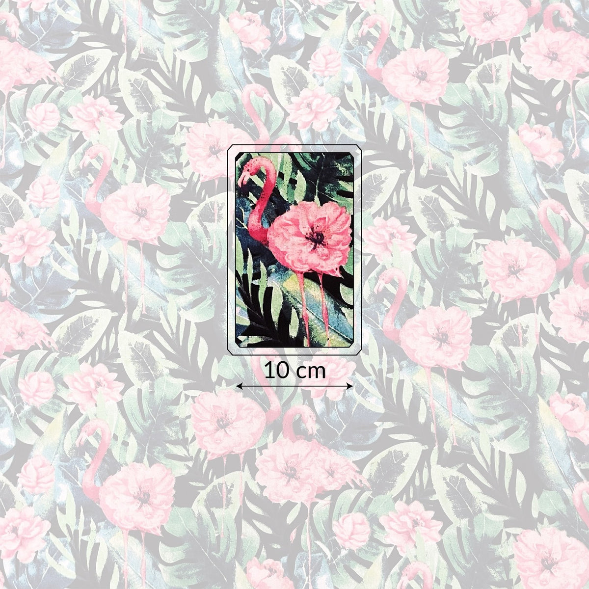 Cotton Fabric - Flamingos in Rose Flowers and Leaves