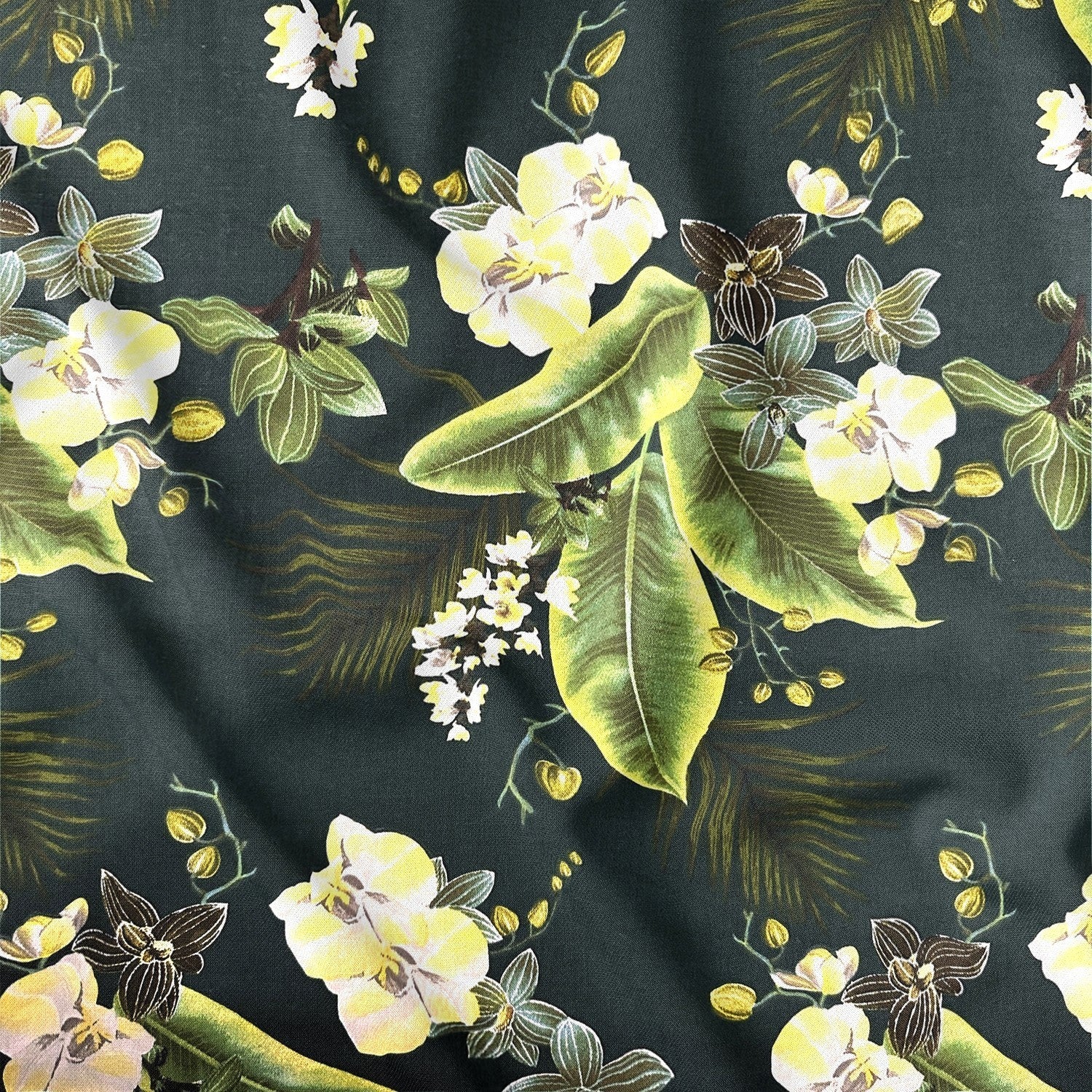 Cotton Fabric - Flowers and green palms