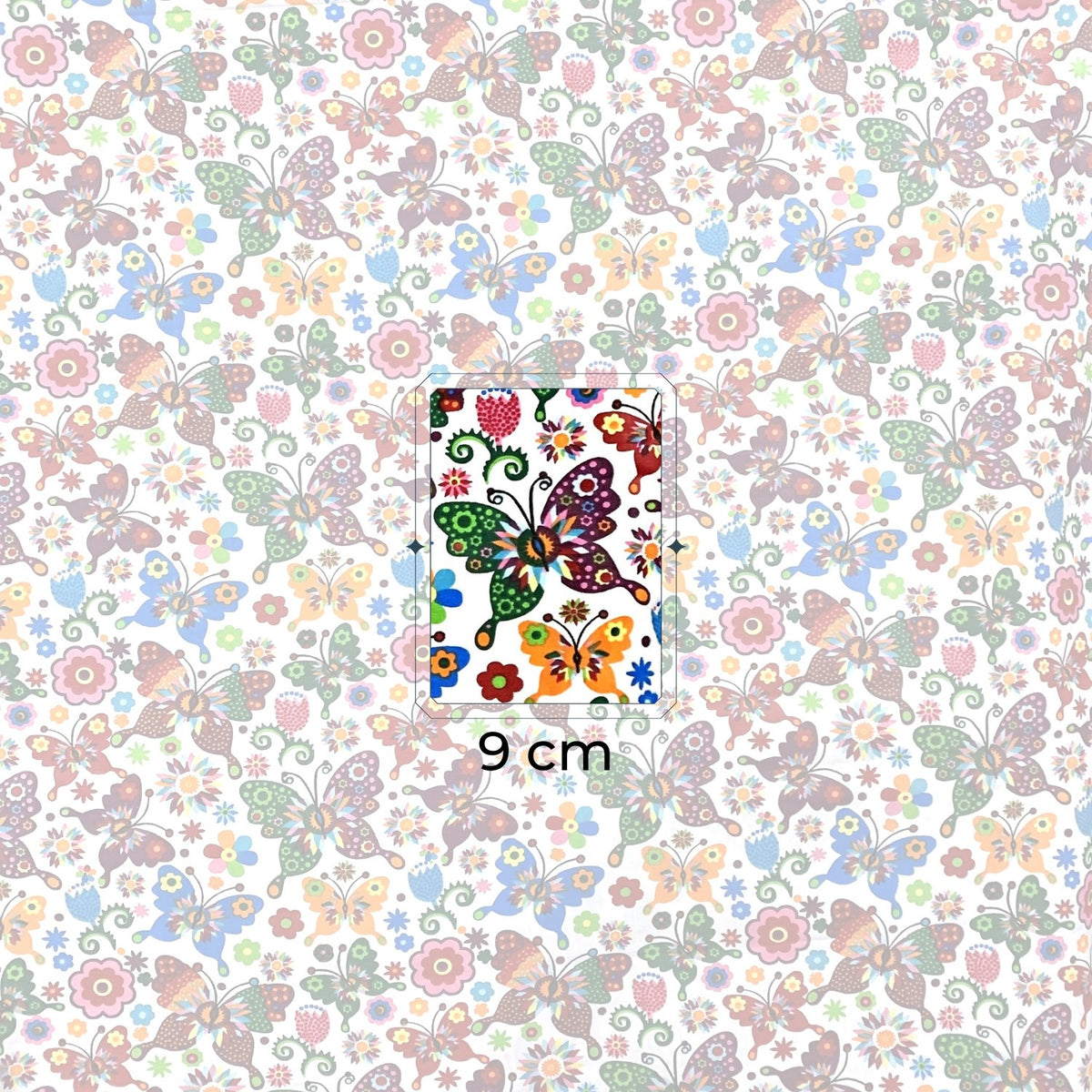 Cotton Fabric - Folk Butterflies White