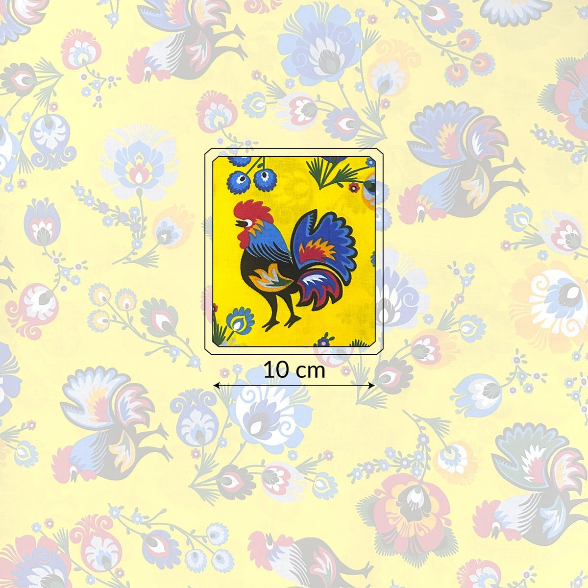Cotton Fabric - Folklore Rooster Yellow