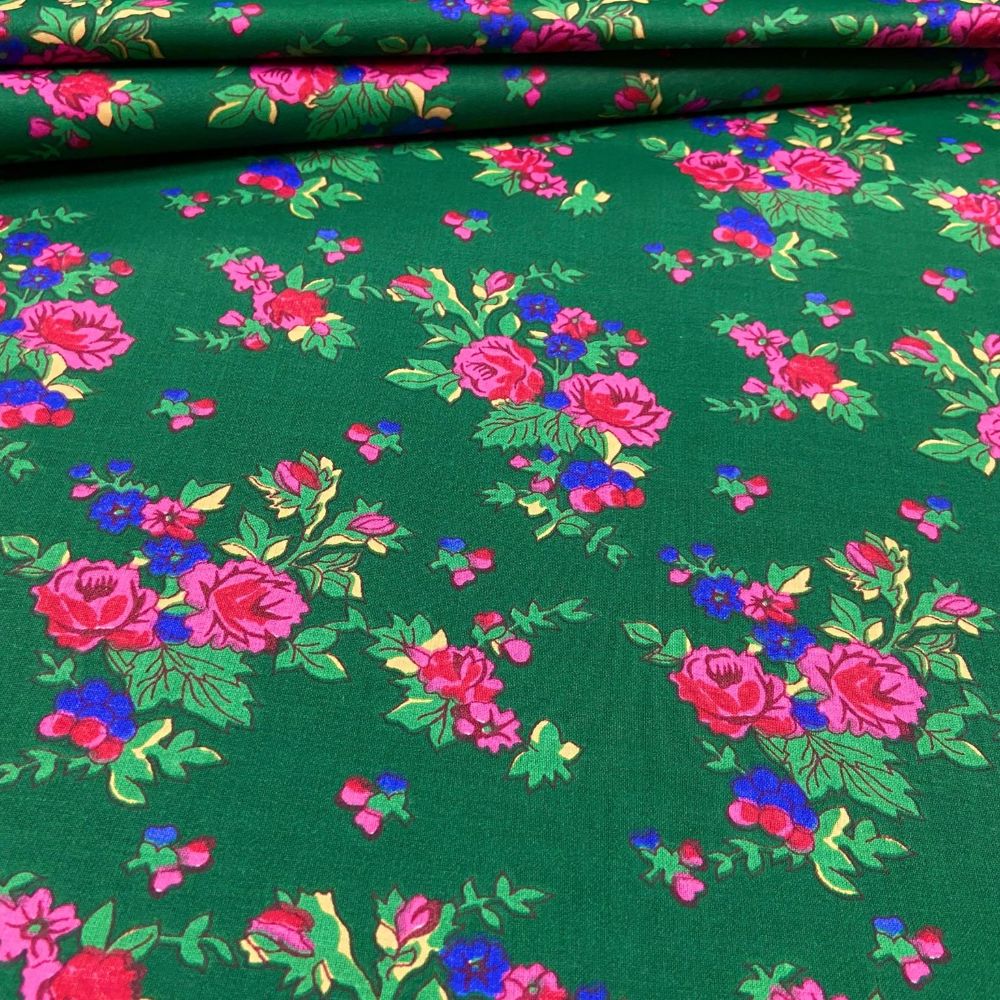 Cotton Fabric - Highland Flowers Green