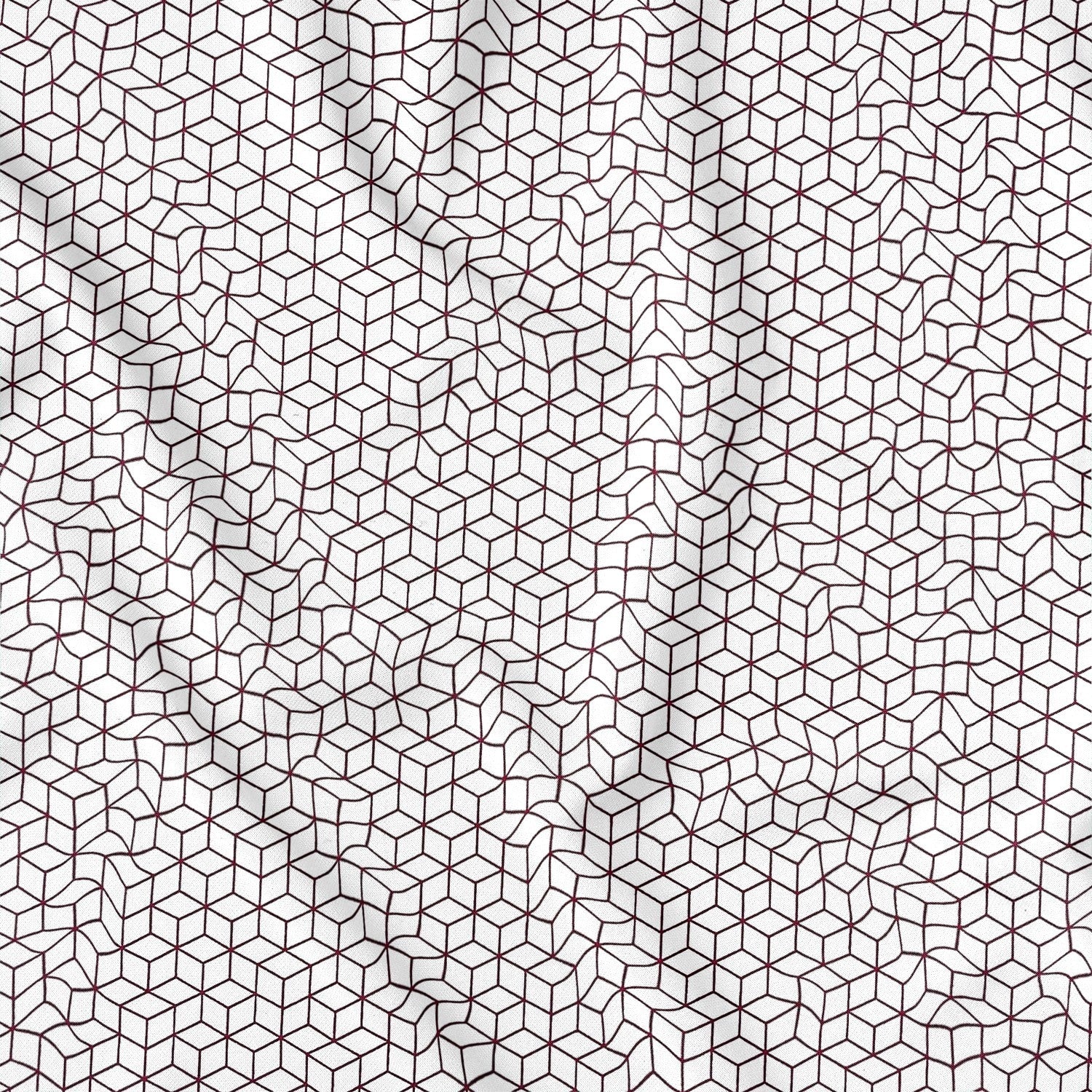 Cotton Fabric - Maroon 3D Cubes