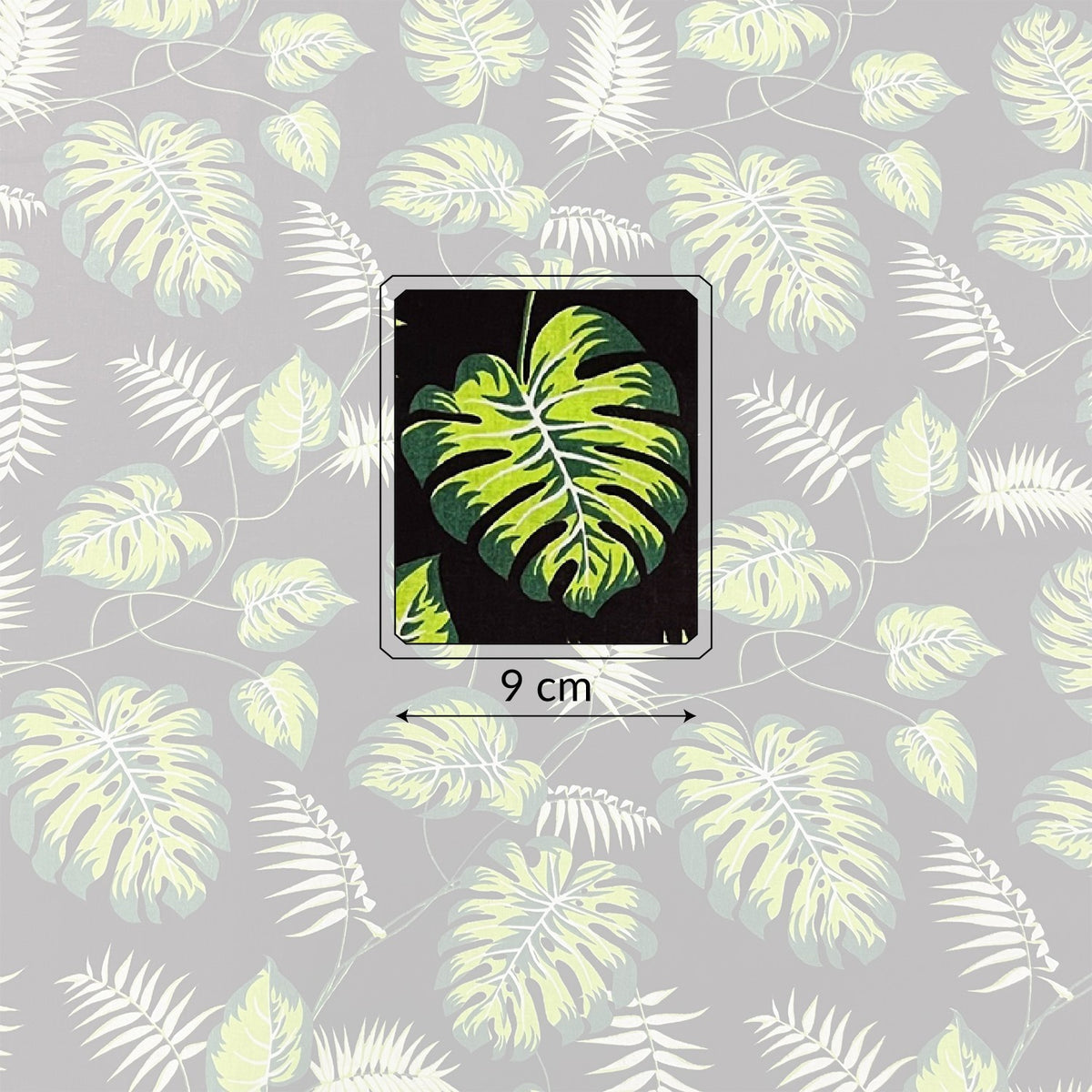 Cotton Fabric - Mini Green Monstera on Black