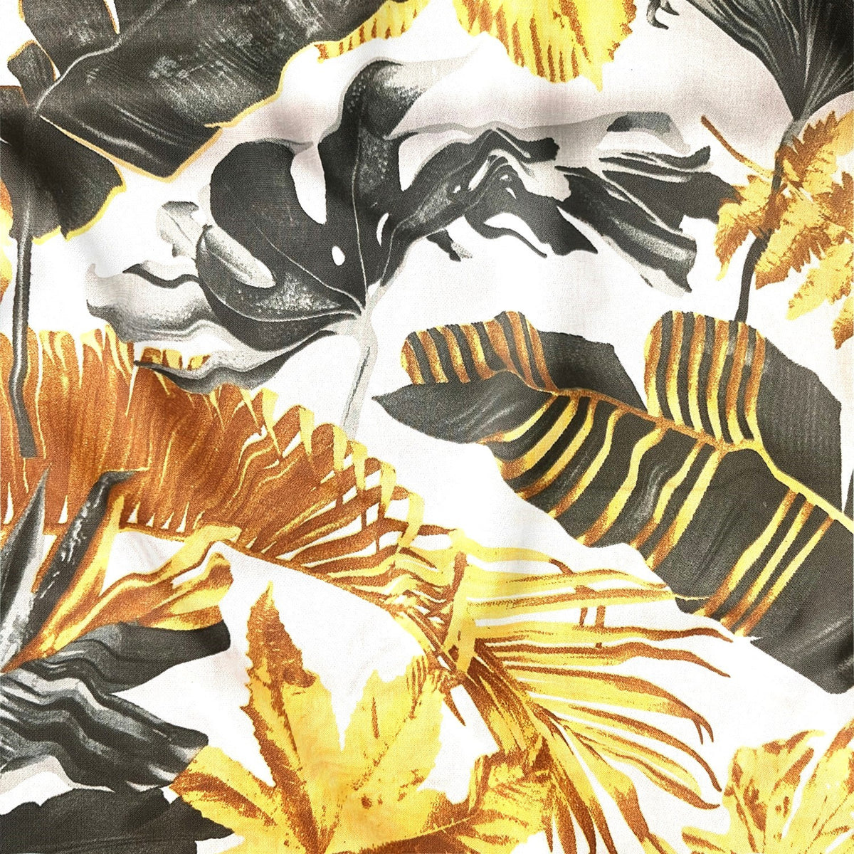Cotton Fabric - Monstera gold and bottle green