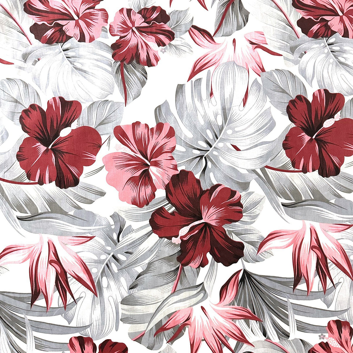 Cotton Fabric - Monstera light burgundy