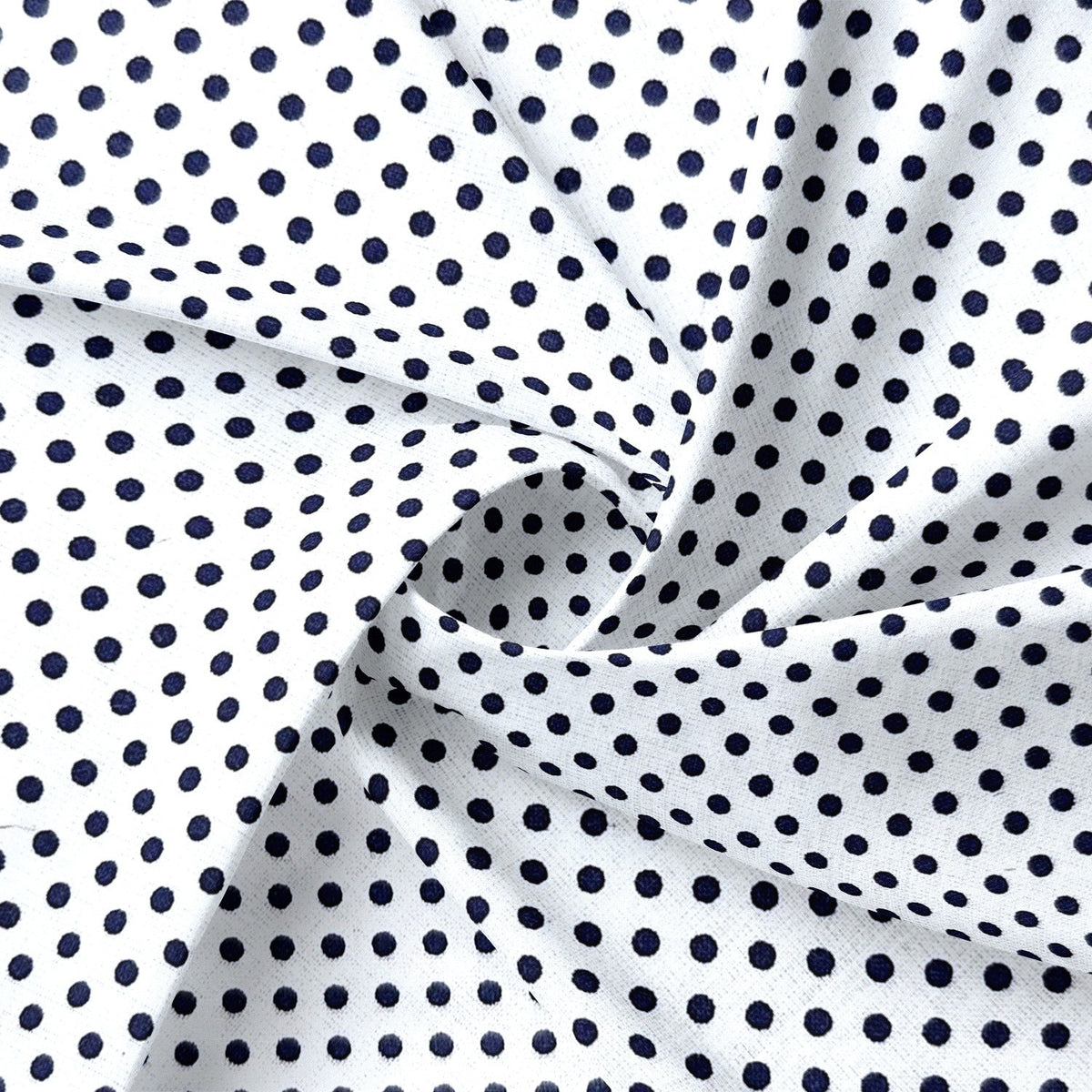 Cotton Fabric - Navy Blue Dots on White 3 mm
