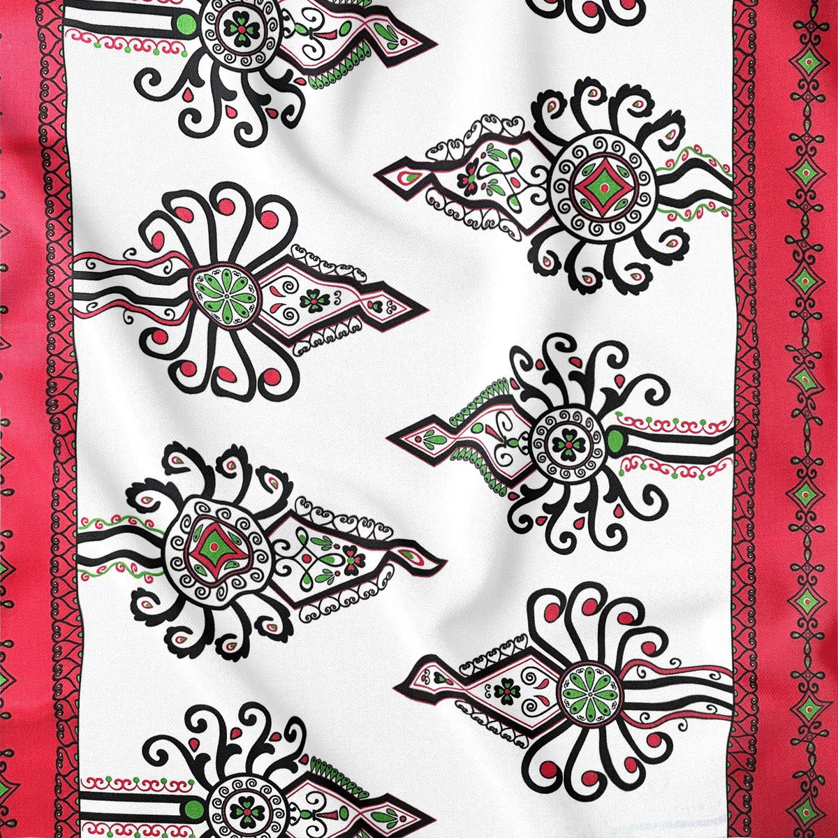 Cotton Fabric - Parzenica Highland Folklore Pattern Red