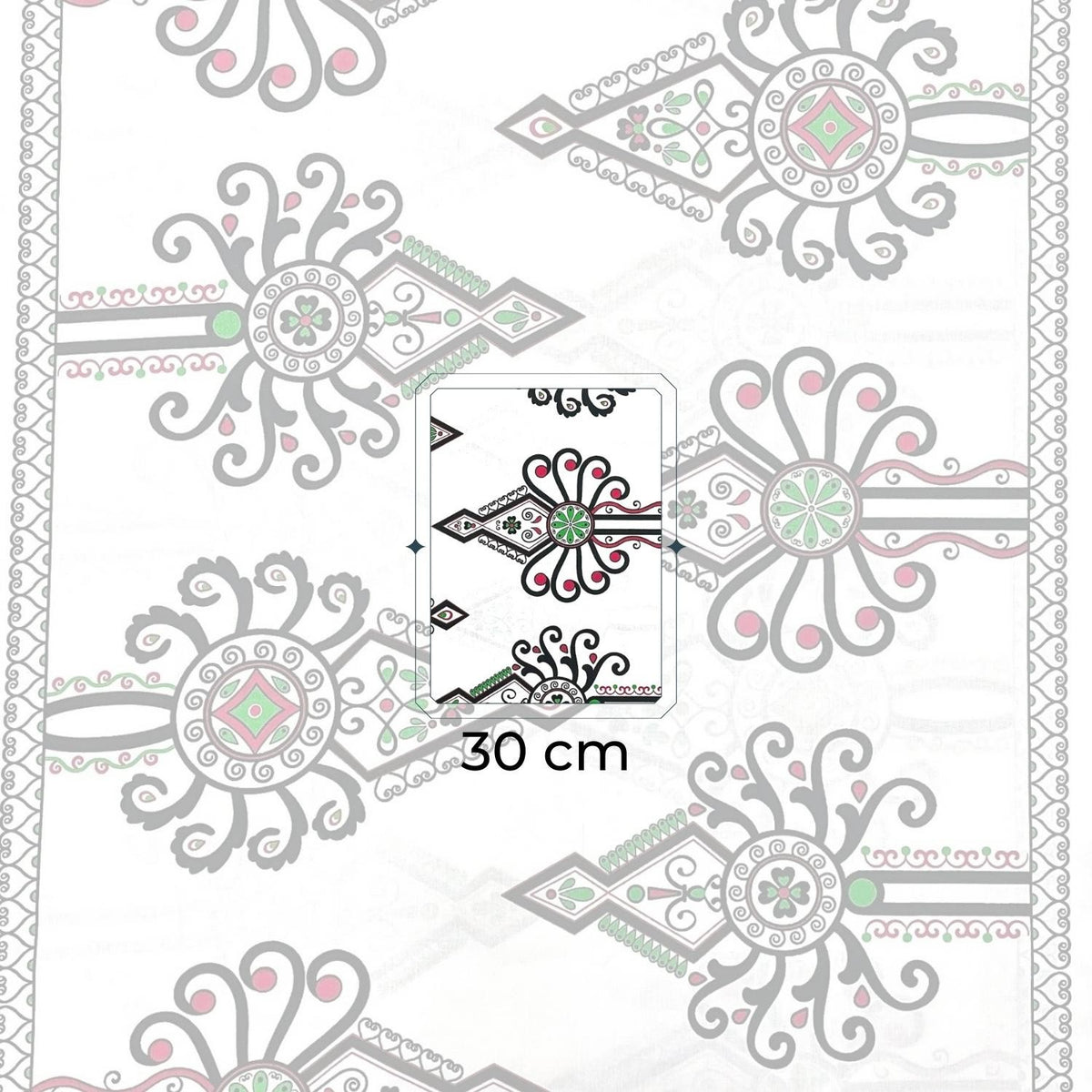 Cotton Fabric - Parzenica Highland Folklore Pattern White