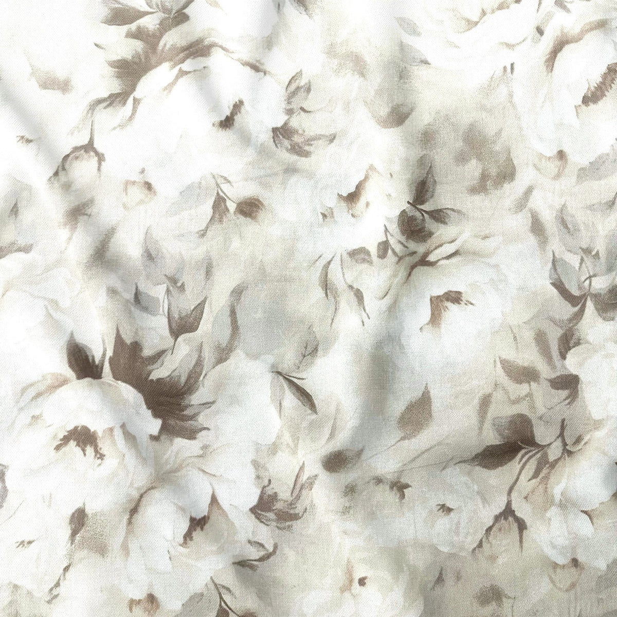 Cotton Fabric - Peony Flowers on Beige