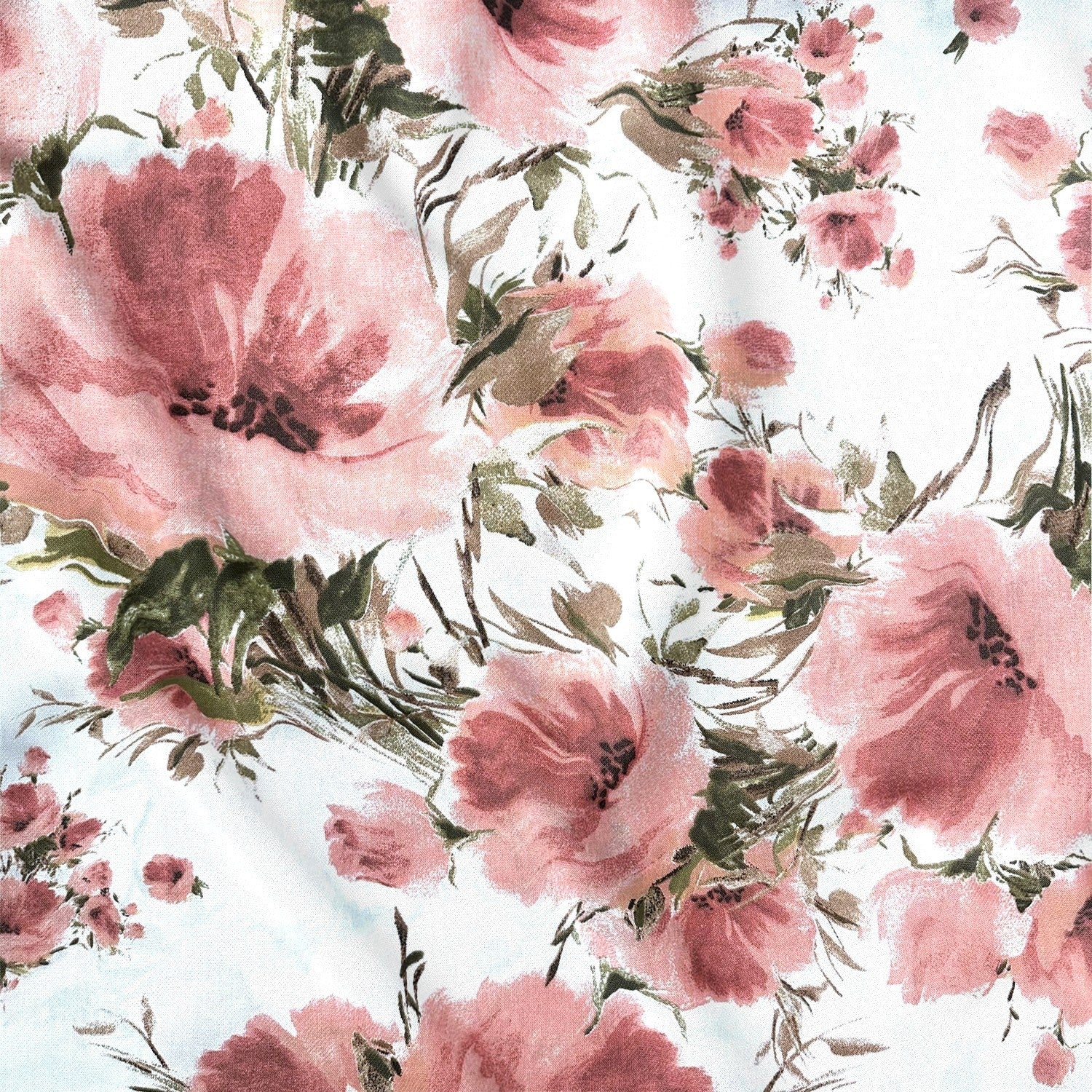 Cotton Fabric - Pink Wild Poppies