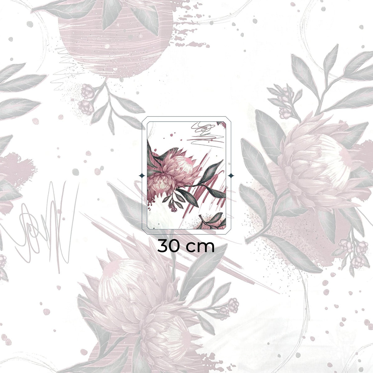 Cotton Fabric - Protea Flower, burgundy