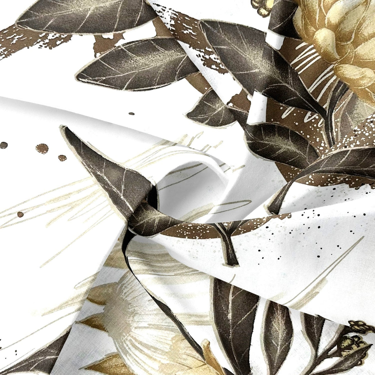Cotton Fabric - Protea Flower, gold