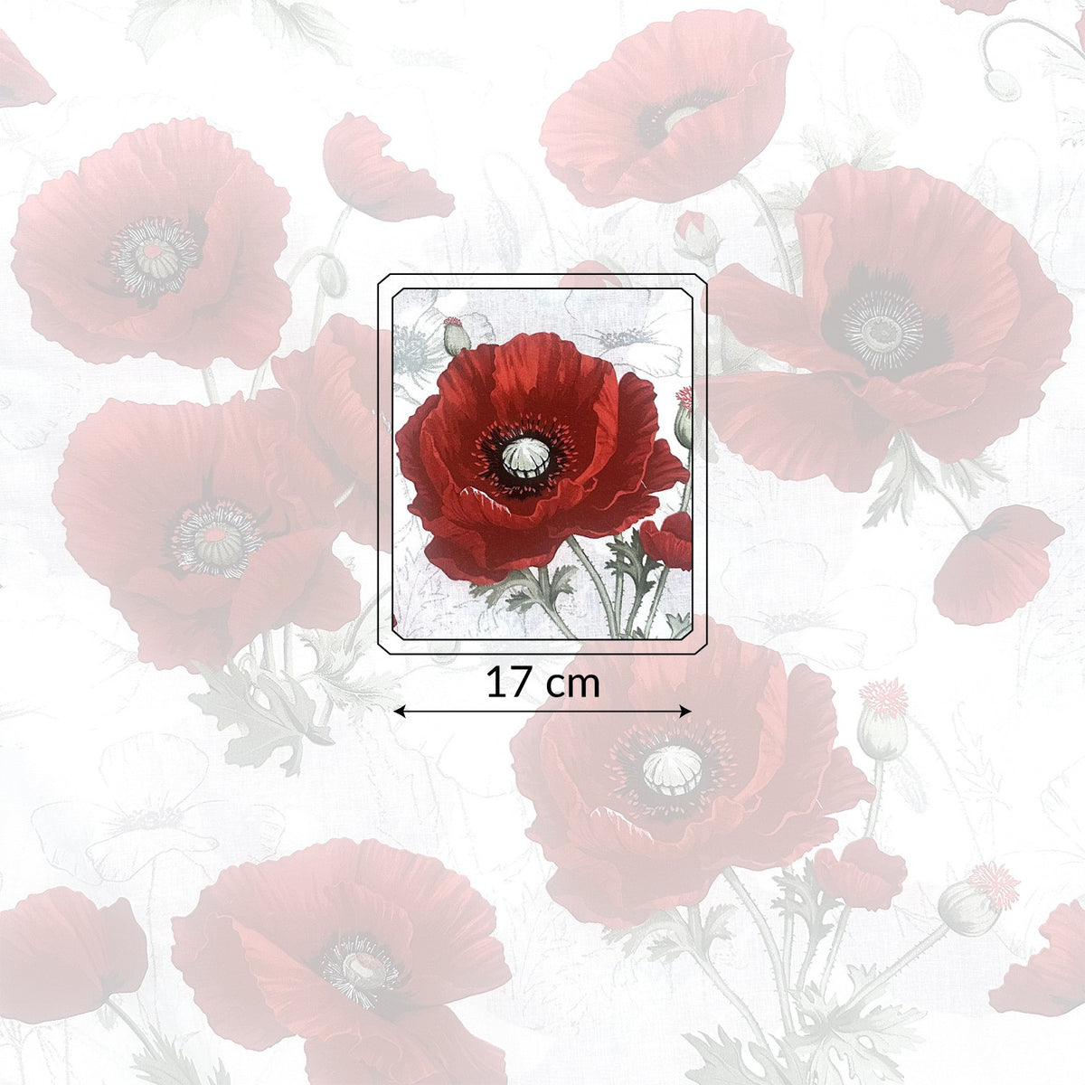 Cotton Fabric - Red Poppies