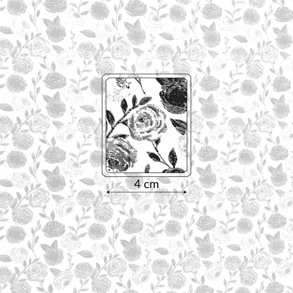 Cotton Fabric - Roses White black