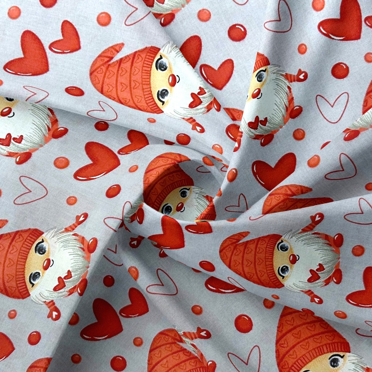 Cotton Fabric - Santas in love gray
