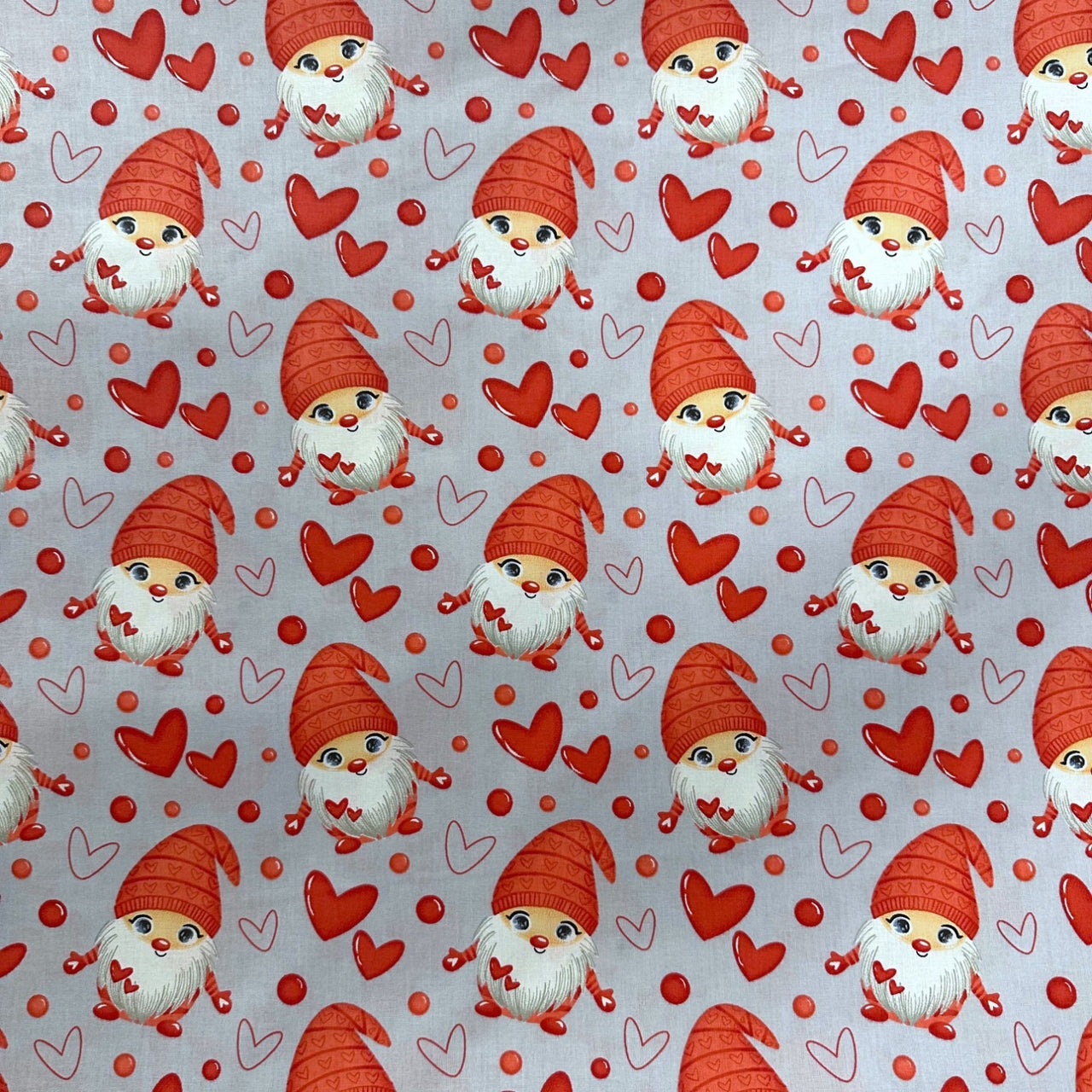 Cotton Fabric - Santas in love gray