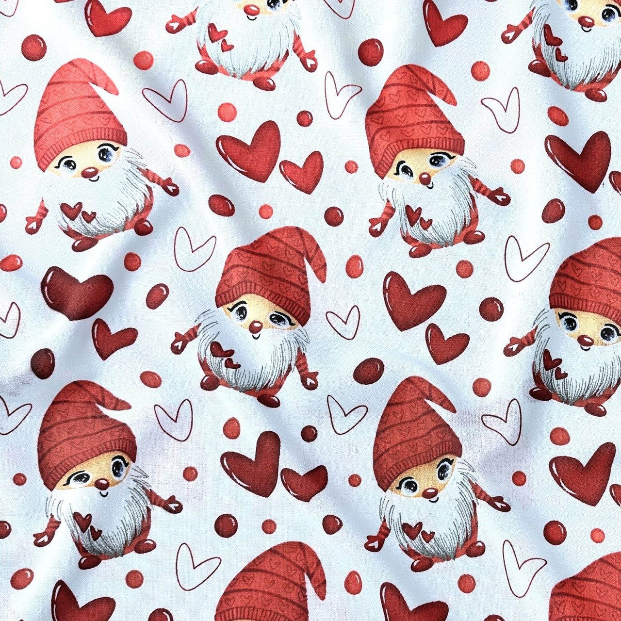 Cotton Fabric - Santas in love white