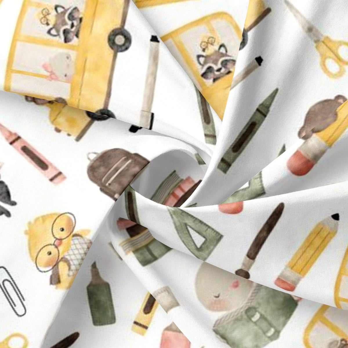 Cotton Fabric - School Adventures with Animals