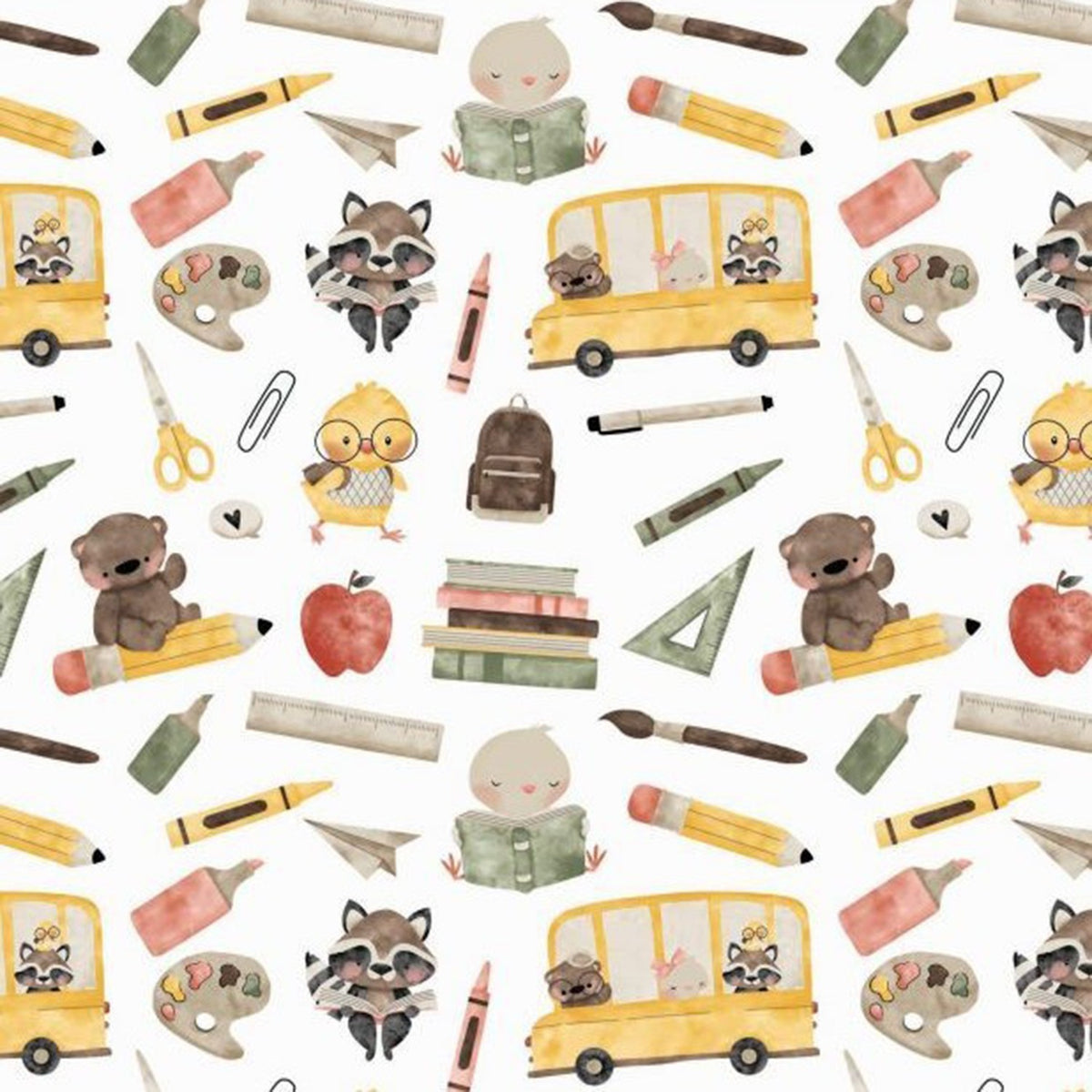 Cotton Fabric - School Adventures with Animals