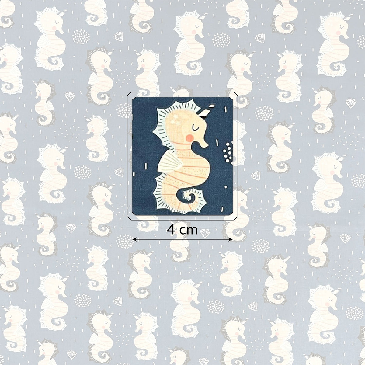 Cotton Fabric - Seahorse, navy blue